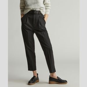 Everlane Black Cropped Pleated Ankle Trousers